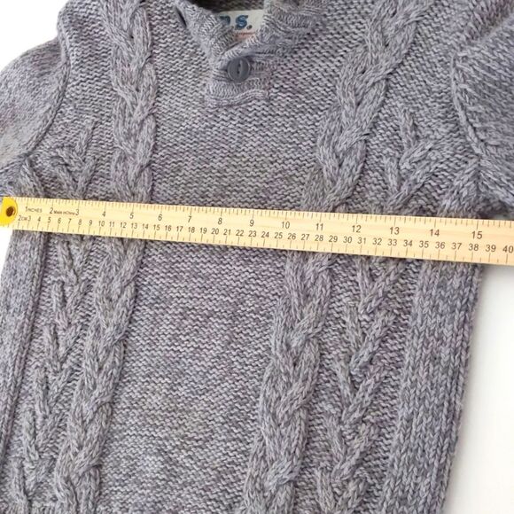 P.S. from Aeropostale Kids Girl (Youth 7) Cable Knit Quarter Button Sweater Gray - Picture 3 of 7